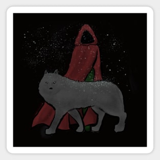 Red Riding Hood and Wolf in Snow Magnet